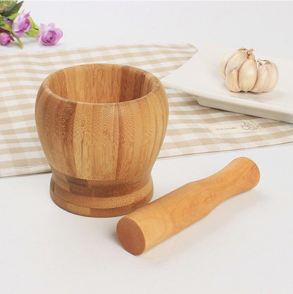 Bamboo Mortar Pestle