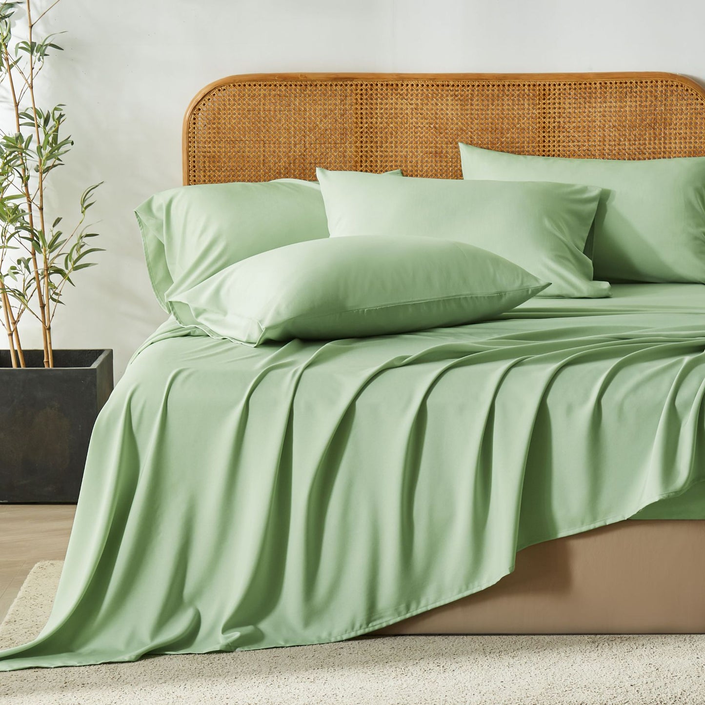 Bamboo Polyester Fitted Bed Sheet Set