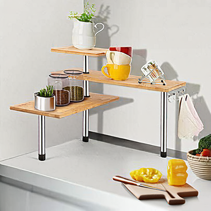 Bamboo seasoning rack with hooks