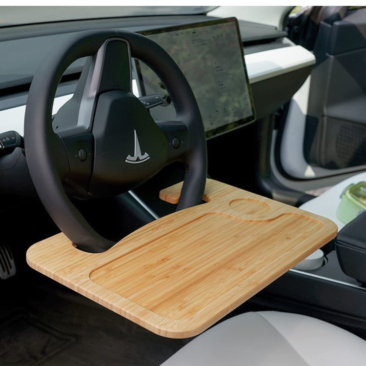 Bamboo Steering Wheel Laptop Stand Tray