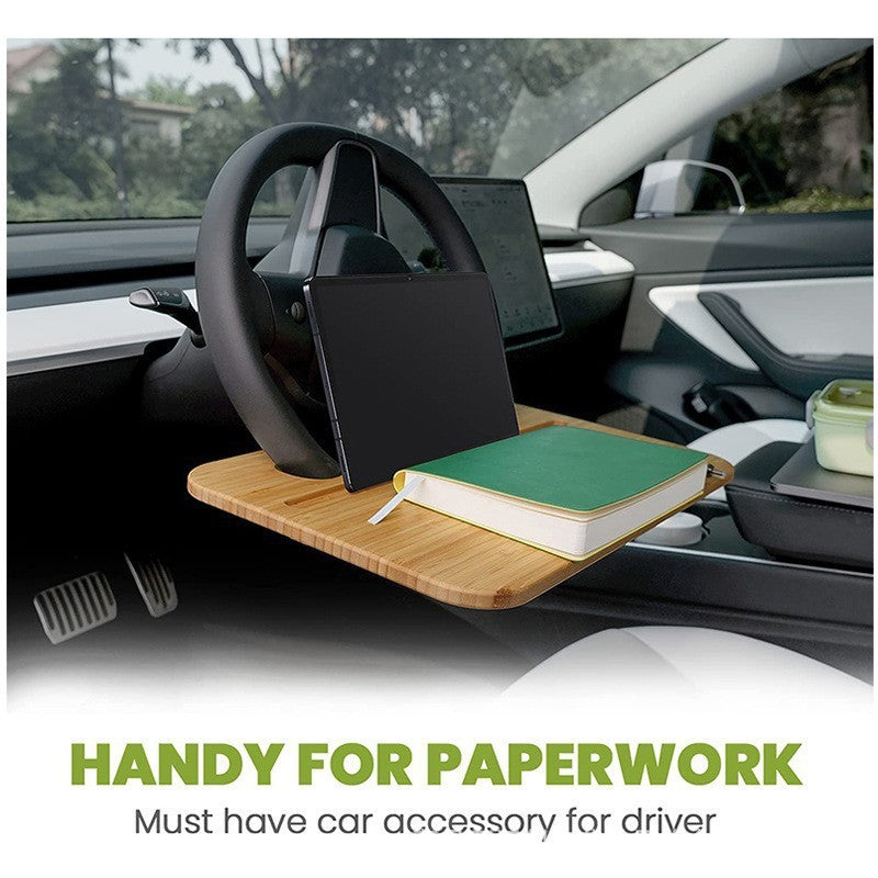 Bamboo Steering Wheel Laptop Stand Tray