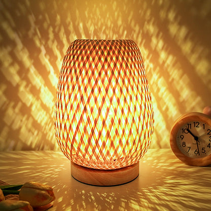 Bamboo Table Lamp with Double Lampshade