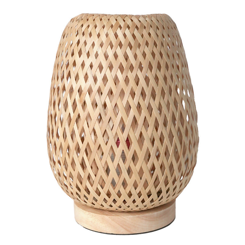 Bamboo Table Lamp with Double Lampshade