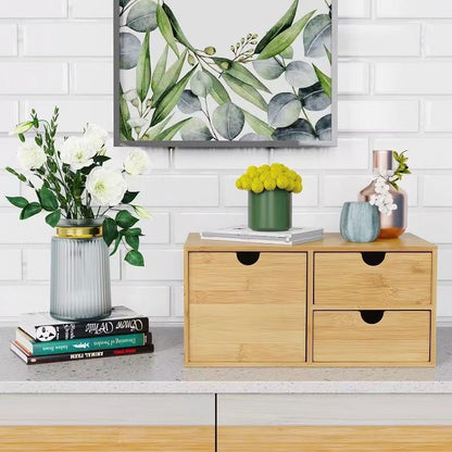 Bamboo Wood Drawer Storage Cabinet