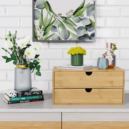 Bamboo Wood Drawer Storage Cabinet