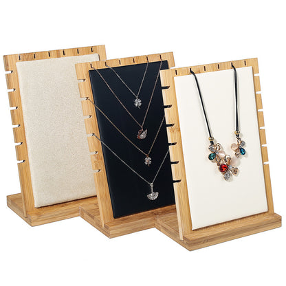 Bamboo Wood Jewelry Display Stand for Necklaces and Pendants