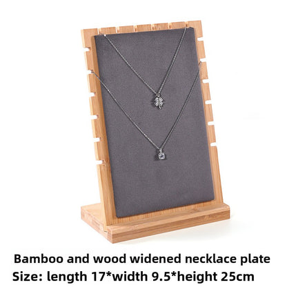 Bamboo Wood Jewelry Display Stand for Necklaces and Pendants