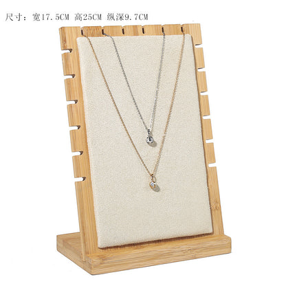 Bamboo Wood Jewelry Display Stand for Necklaces and Pendants