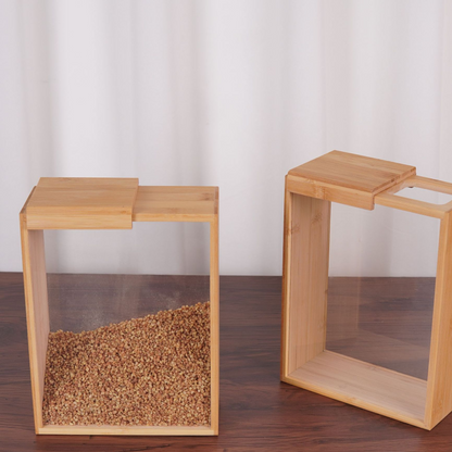 Bamboo Wood Kitchen Storage Box with Sliding Cover