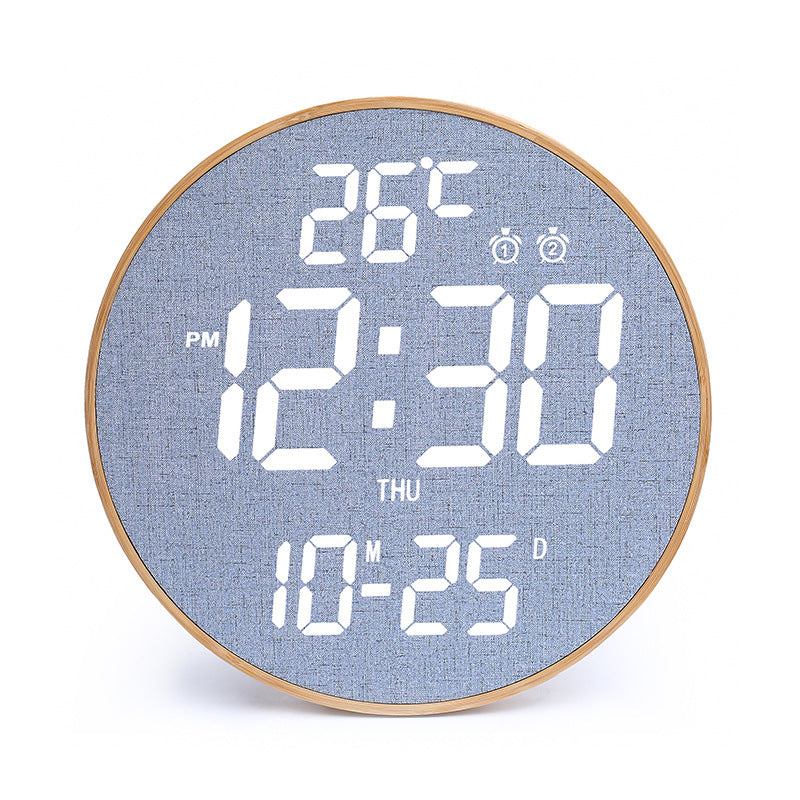 Bamboo Wood LED Digital Wall Clock with Remote Control