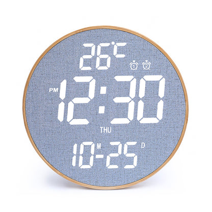 Bamboo Wood LED Digital Wall Clock with Remote Control