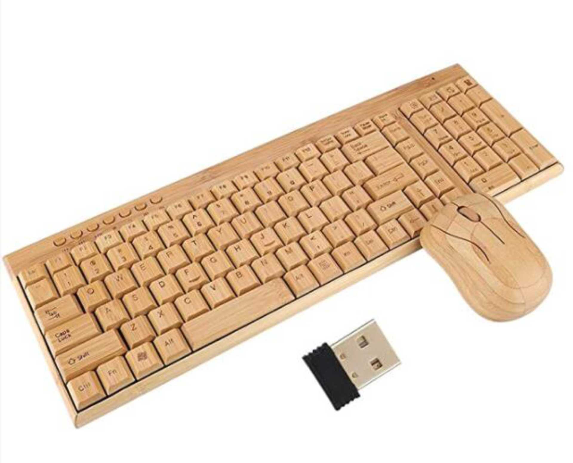 Bamboo wooden mouse and keyboard
