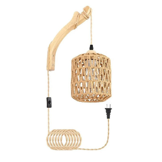 Bamboo woven bedside wall lamp
