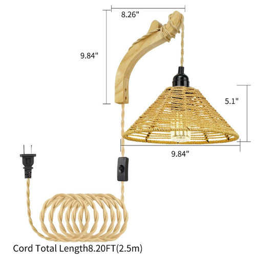 Bamboo woven bedside wall lamp