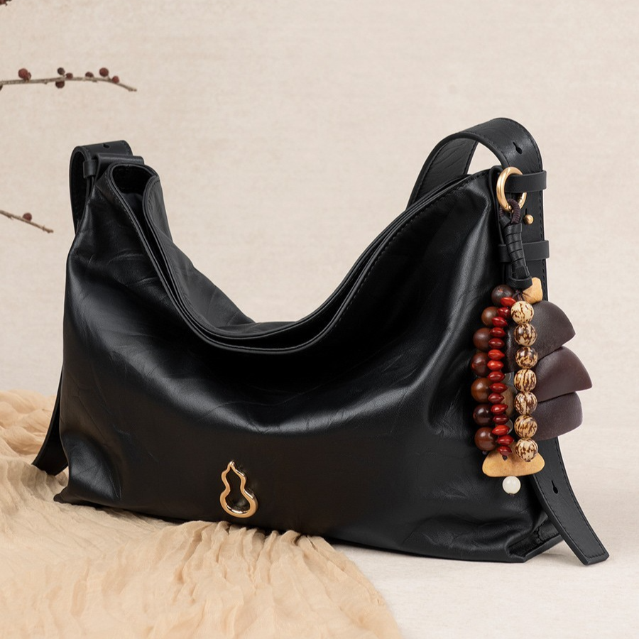 Bampo Half-Peak Genuine Leather Tote Bag