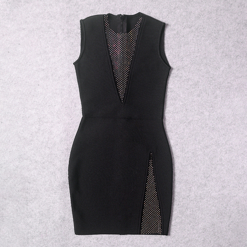 Bandage Diamond Accent Knitted Dress