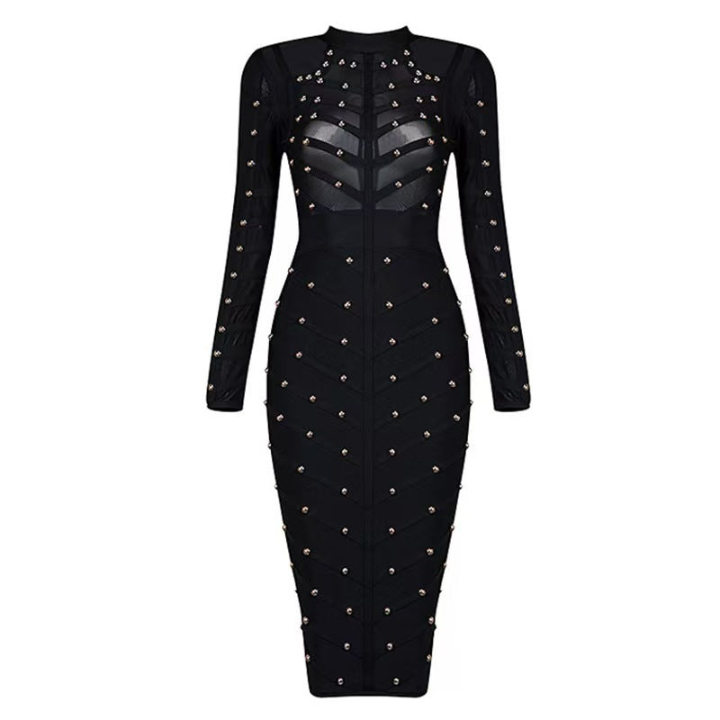 Bandage Long Sleeve Bodycon Dress