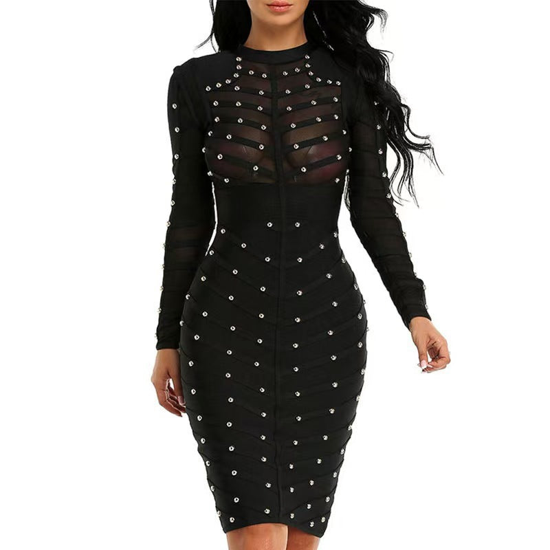 Bandage Long Sleeve Bodycon Dress