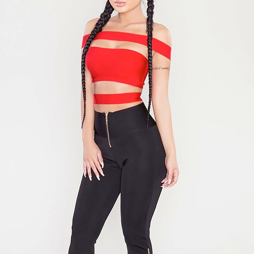 Bandage Striped Hollow Out Sexy Top
