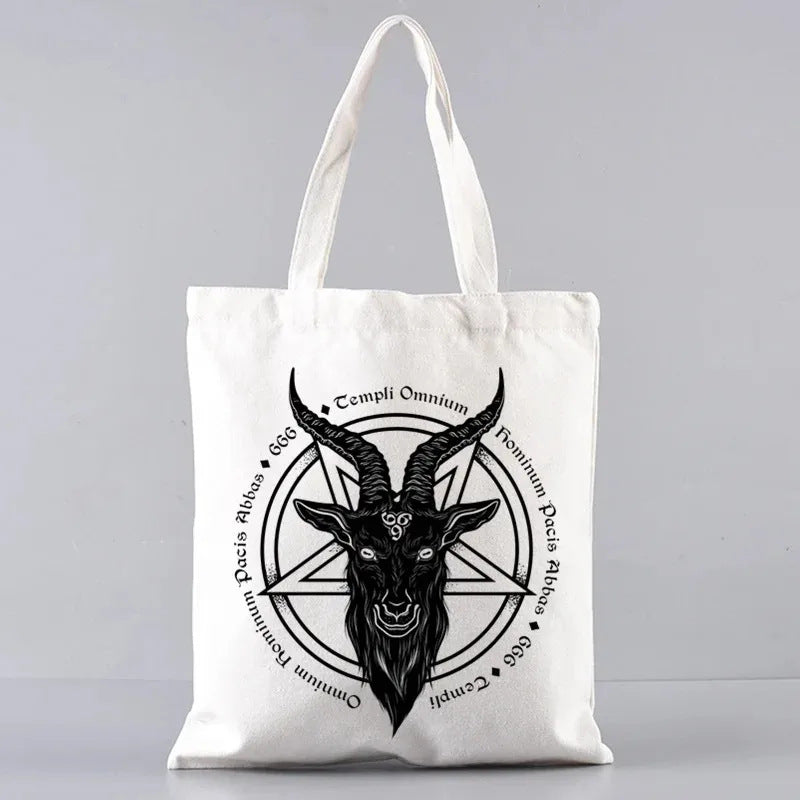 Baphomet Demon Themed Cotton Tote Bag