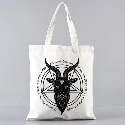 Baphomet Demon Themed Cotton Tote Bag