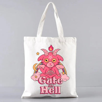 Baphomet Demon Themed Cotton Tote Bag