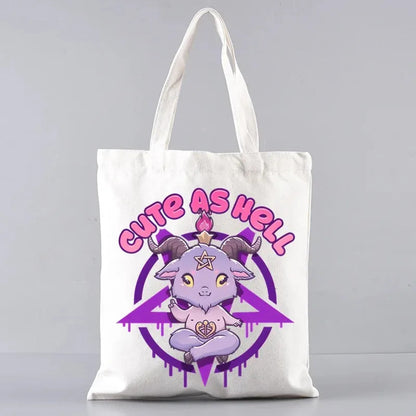 Baphomet Demon Themed Cotton Tote Bag