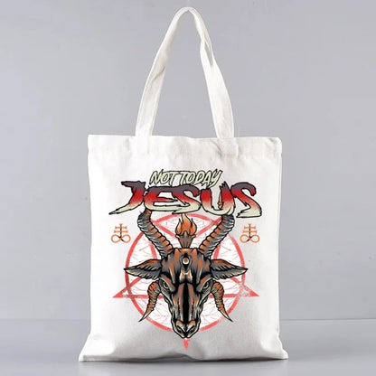 Baphomet Demon Themed Cotton Tote Bag