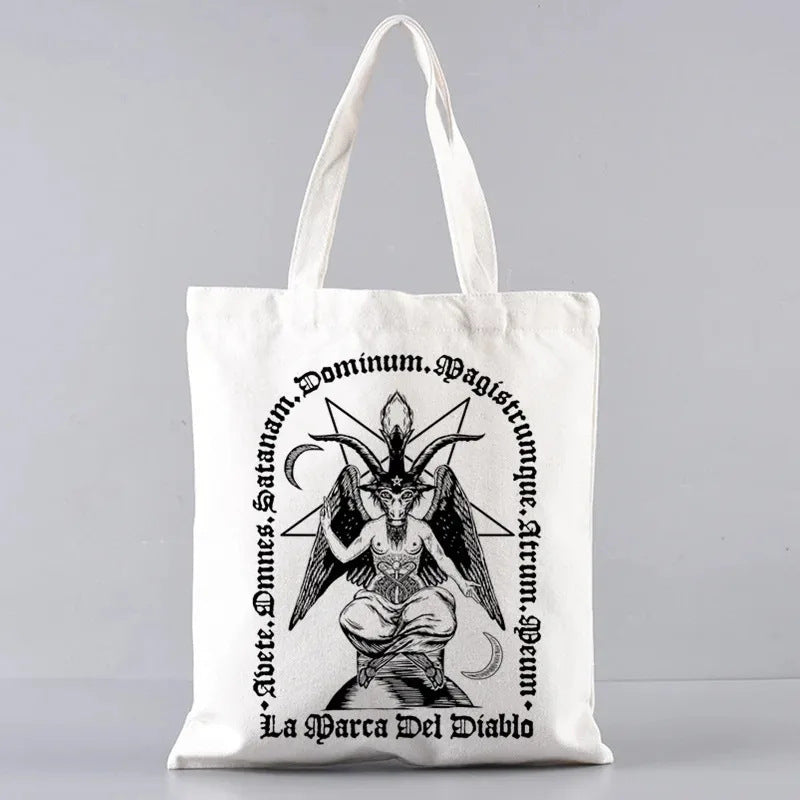 Baphomet Demon Themed Cotton Tote Bag