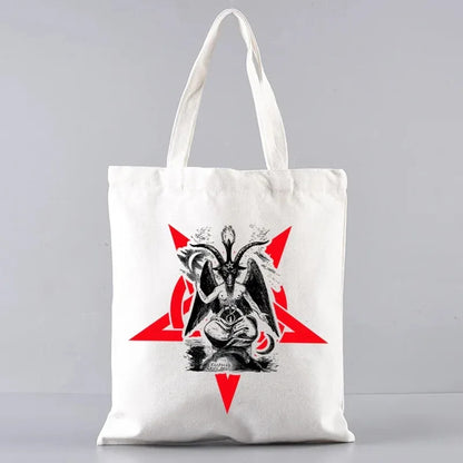 Baphomet Demon Themed Cotton Tote Bag
