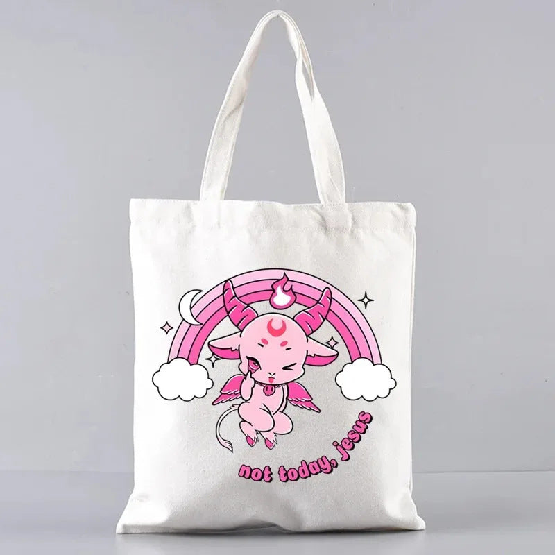 Baphomet Demon Themed Cotton Tote Bag