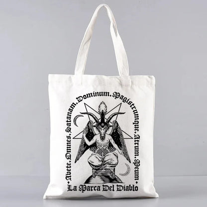 Baphomet Demon Themed Cotton Tote Bag