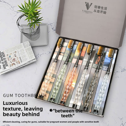 Barbasa Luxury Silk Bristle Crystal Handle Toothbrush