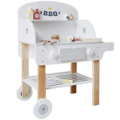 Barbecue cart with wooden children's toys