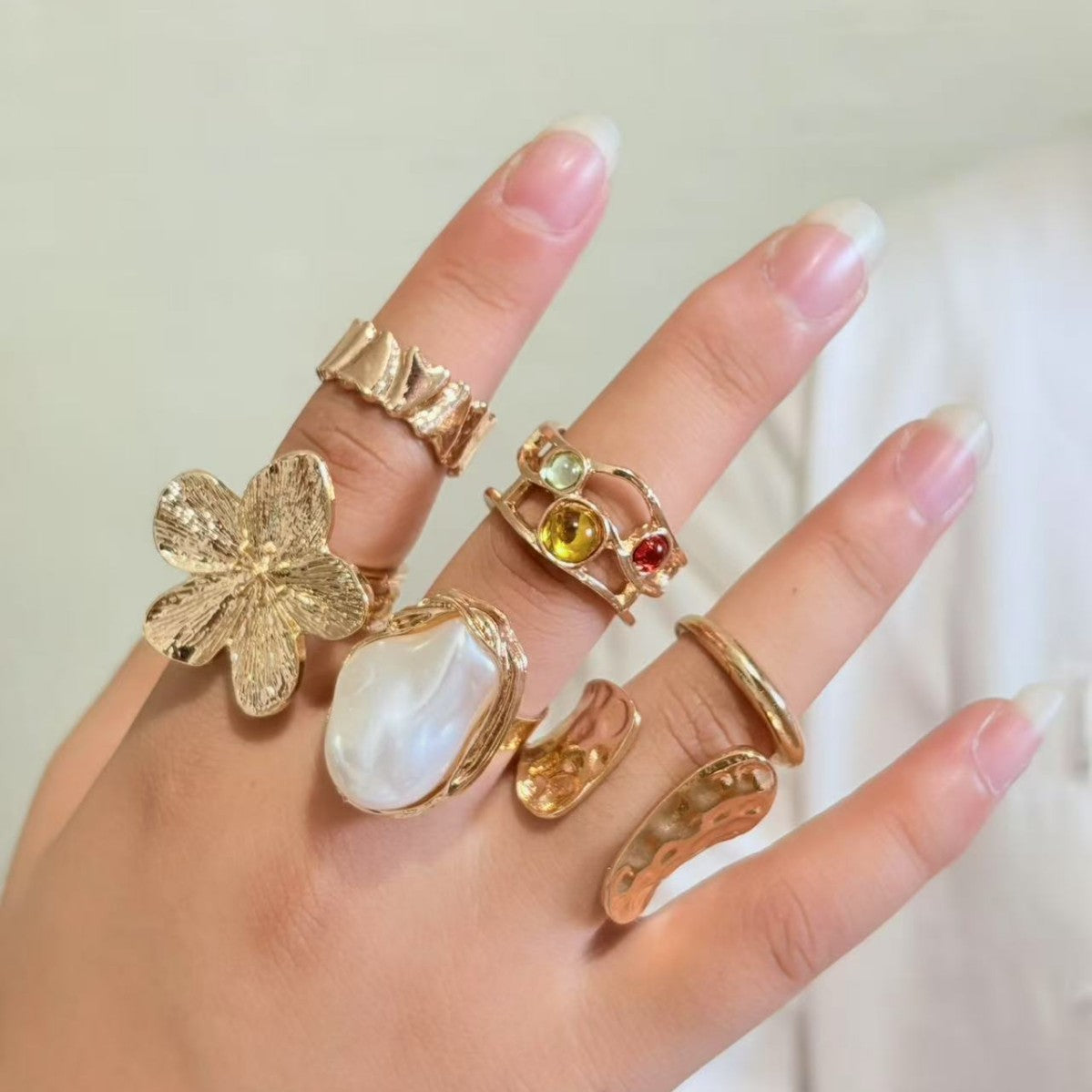 Baroque Lava Pearl Gemstone Open Ring
