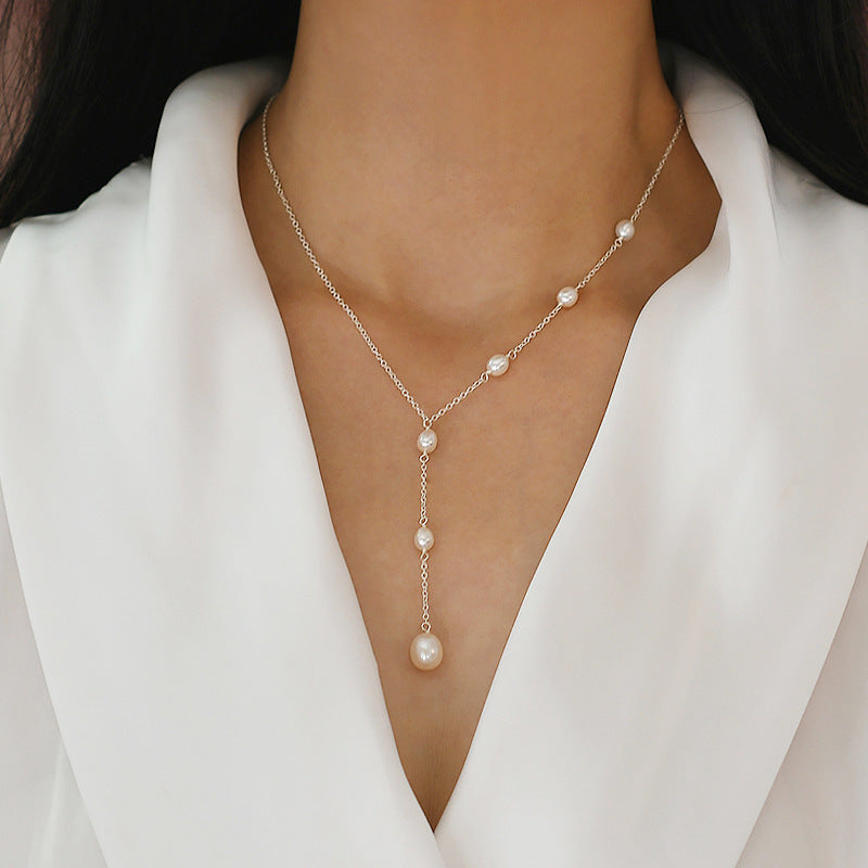 Baroque Pearl Choker Necklace Stainless Steel Jewelry