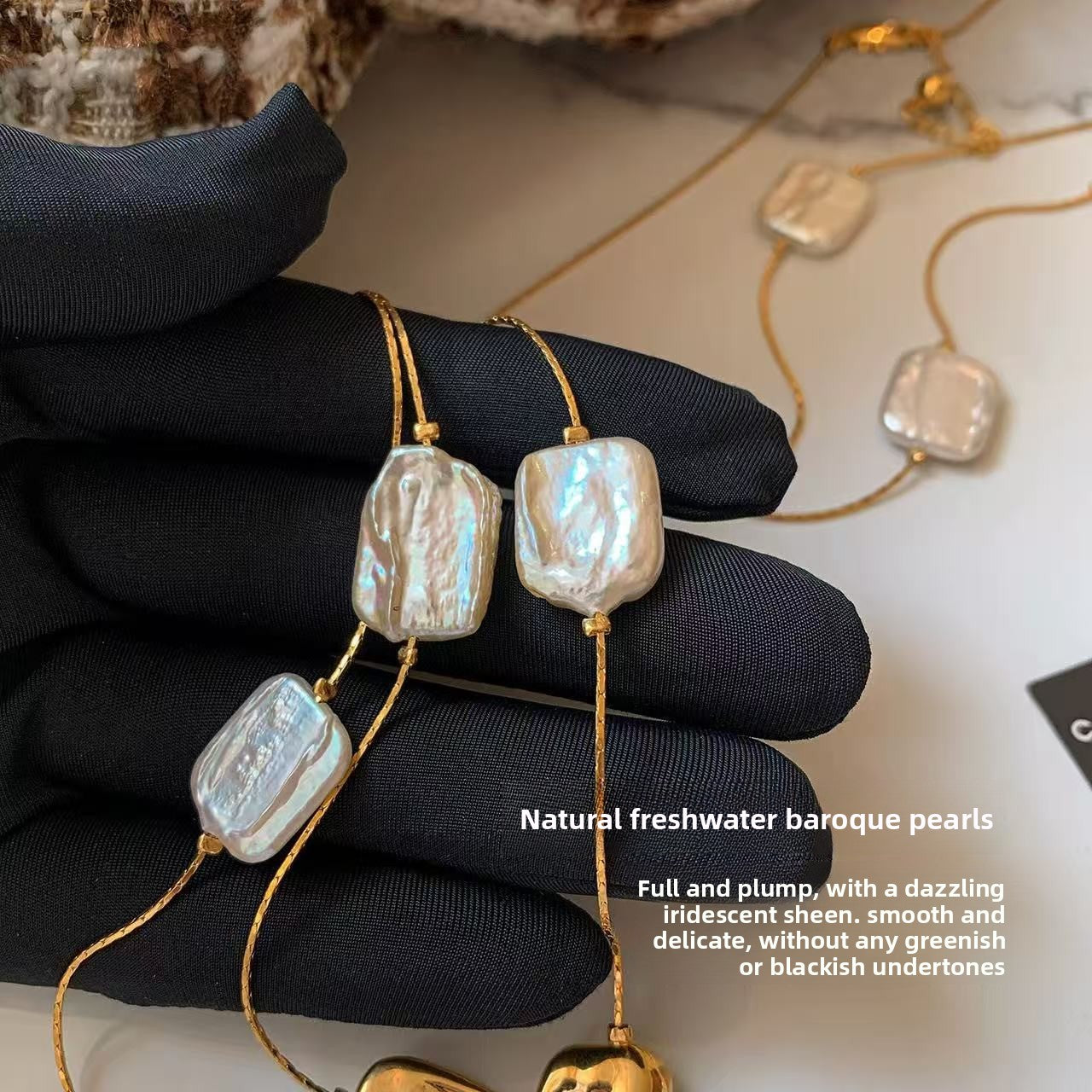 Baroque Pearl Geometric Necklace
