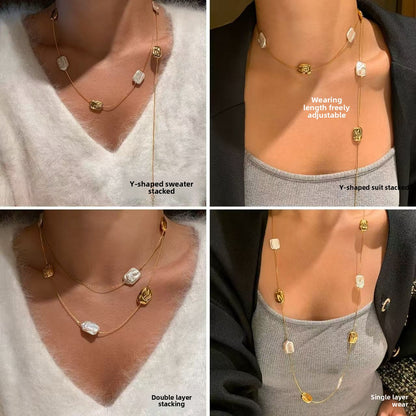 Baroque Pearl Geometric Necklace