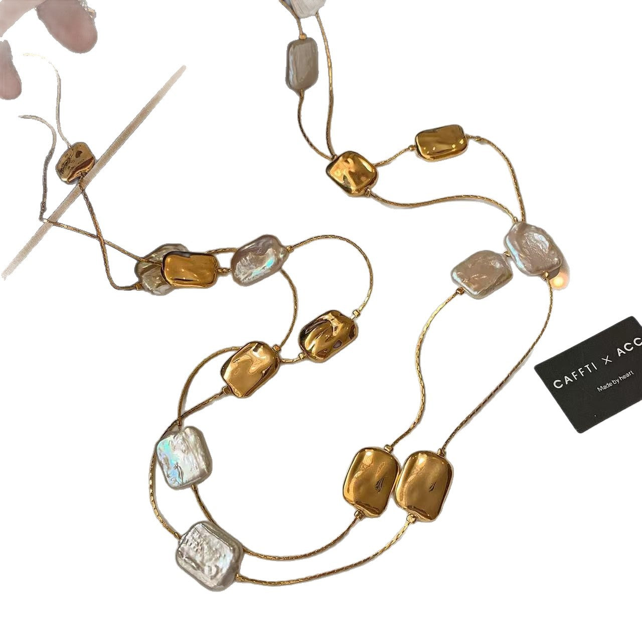Baroque Pearl Geometric Necklace