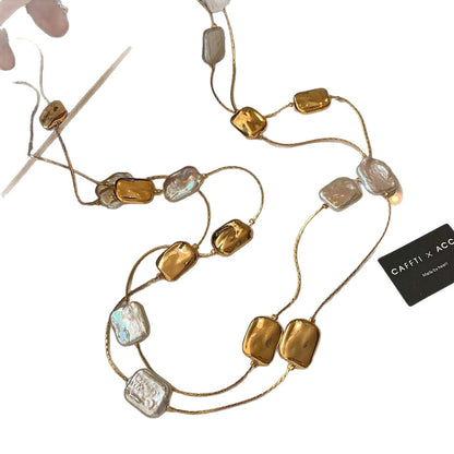 Baroque Pearl Geometric Necklace