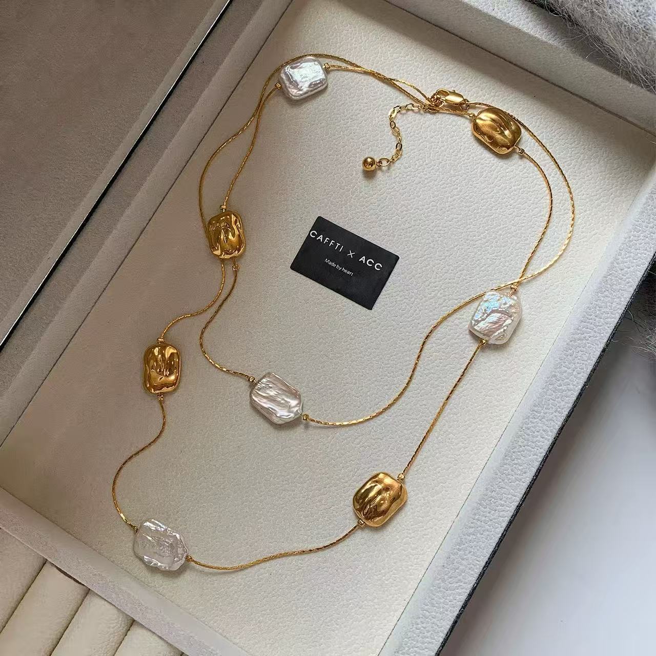 Baroque Pearl Geometric Necklace