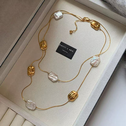 Baroque Pearl Geometric Necklace