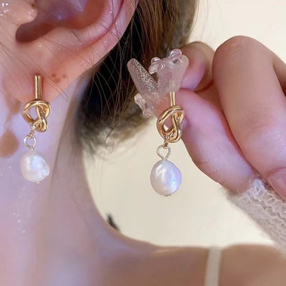 Baroque Pearl Knot Drop Earrings