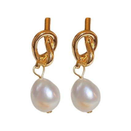 Baroque Pearl Knot Drop Earrings