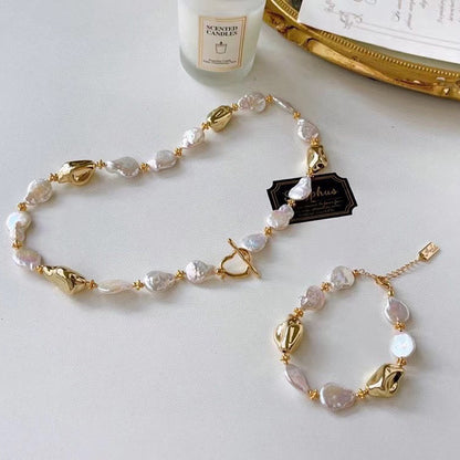 Baroque Pearl Necklace and Bracelet Set