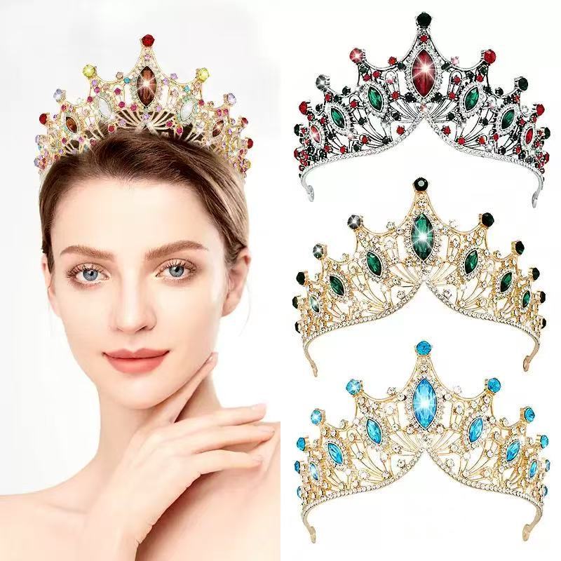 Baroque Rhinestone Crown Headband Wedding Hair Accessory