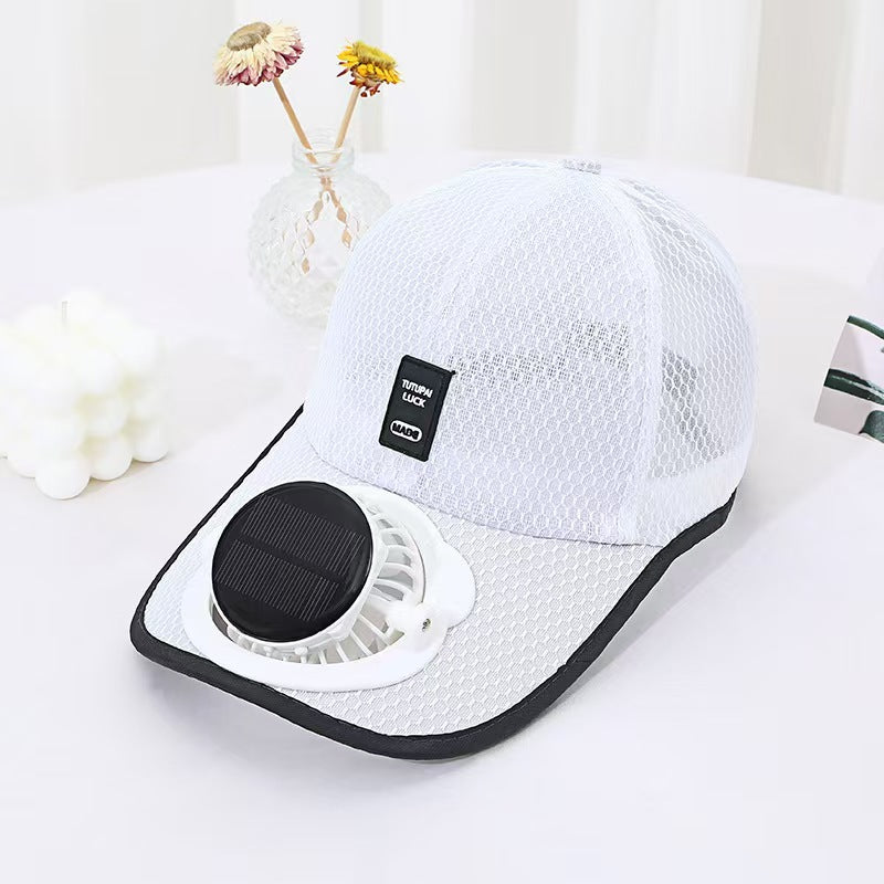 Baseball Cap for Women Men with Built-in Fan Sun Protection Breathable Adjustable Duckbill Hat