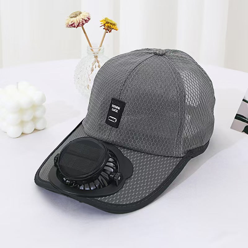 Baseball Cap for Women Men with Built-in Fan Sun Protection Breathable Adjustable Duckbill Hat