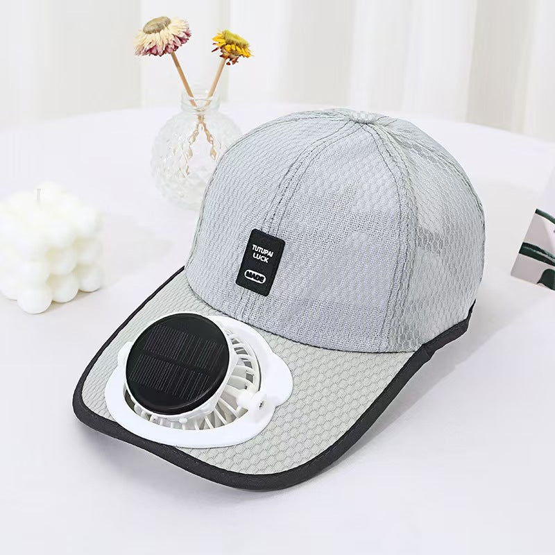 Baseball Cap for Women Men with Built-in Fan Sun Protection Breathable Adjustable Duckbill Hat