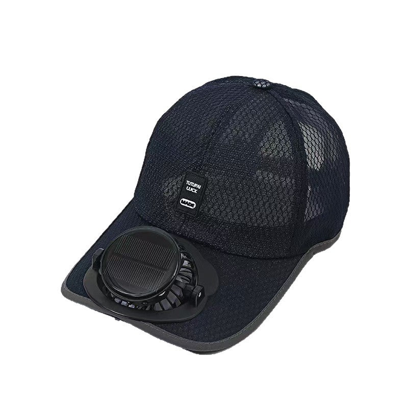 Baseball Cap for Women Men with Built-in Fan Sun Protection Breathable Adjustable Duckbill Hat